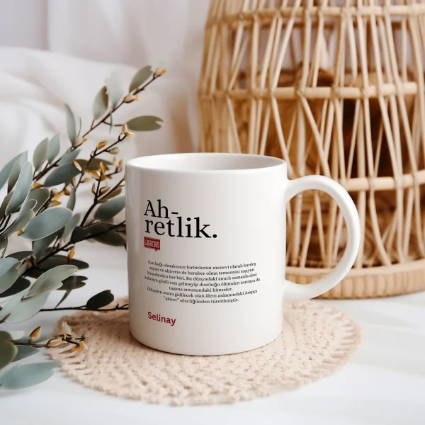 Personalisierte Lugat Keramiktasse „Ahretlik“ – Osmanisch & Türkisch