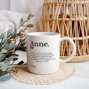 Personalisierte Lugat Keramiktasse „Anne“ – Osmanisch & Türkisch