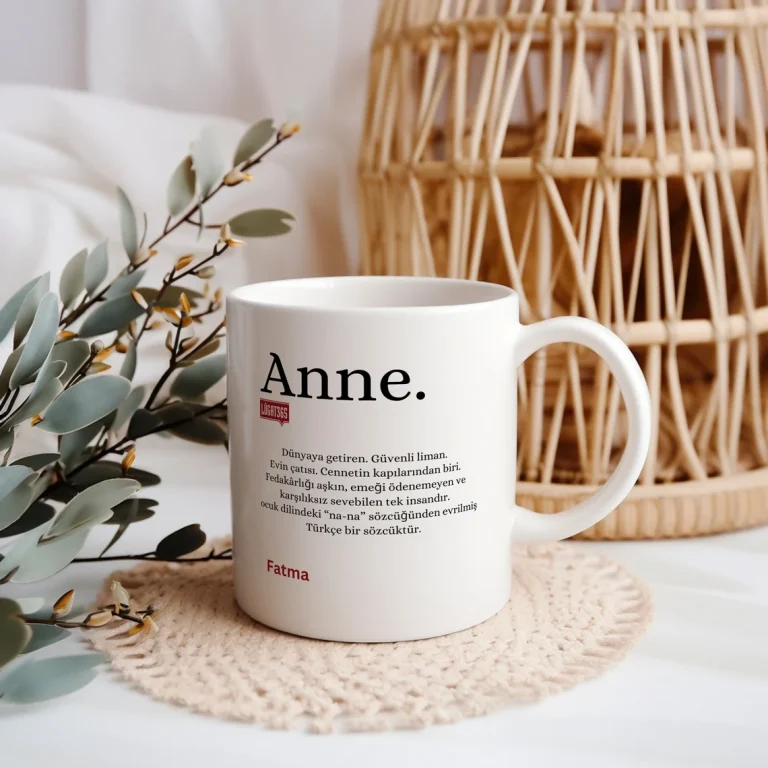 Personalisierte Lugat Keramiktasse „Anne“ – Osmanisch & Türkisch