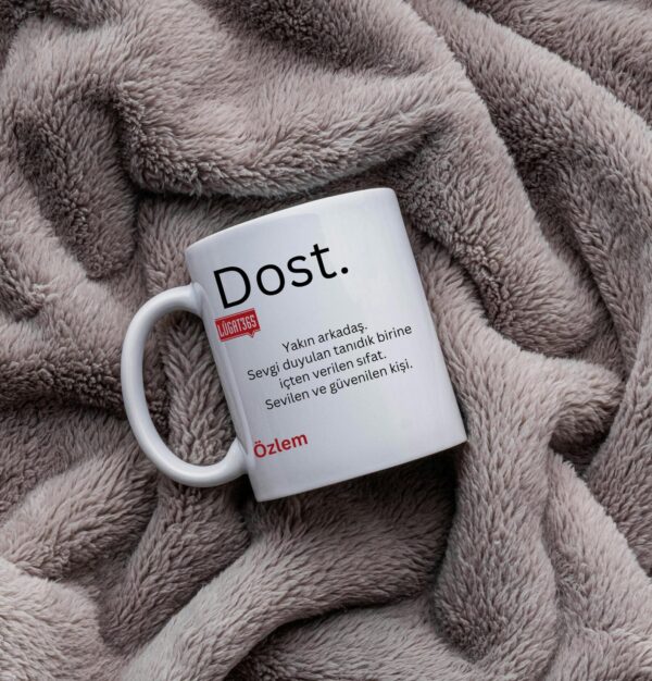 Personalisierte Lugat Keramiktasse „Dost“ – Osmanisch & Türkisch