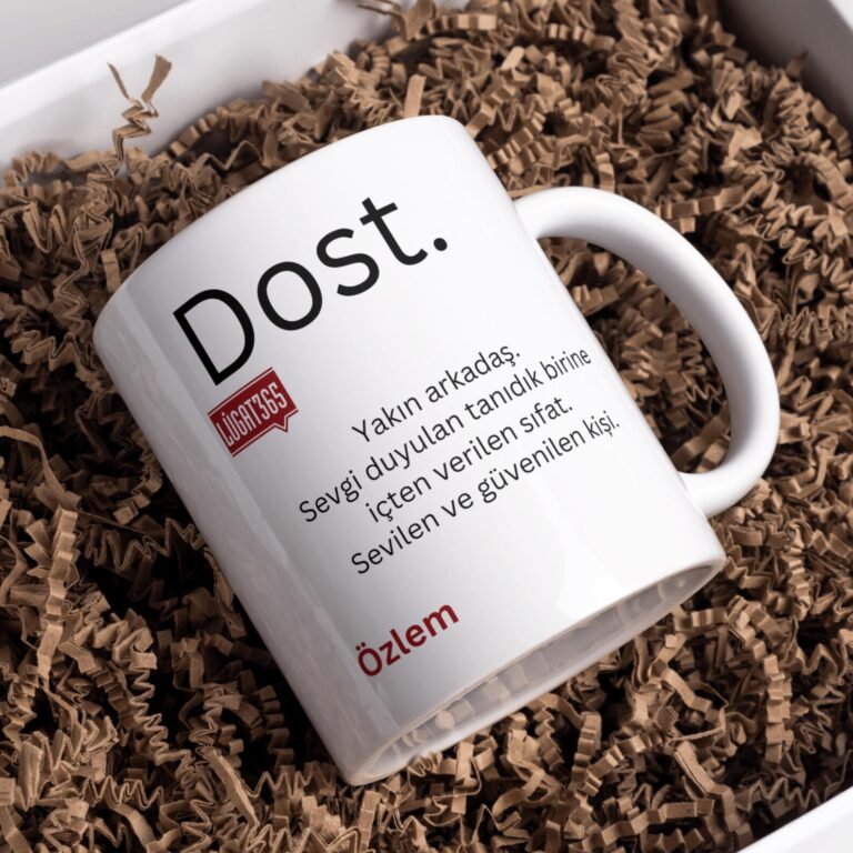 Personalisierte Lugat Keramiktasse „Dost“ – Osmanisch & Türkisch