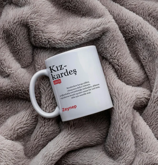 Personalisierte Lugat Keramiktasse „Kızkardeş“ – Osmanisch & Türkisch
