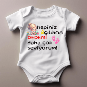 100% Baumwolle (10) Babybody Türkisch – „Hepiniz cildirin Dedemi daha cok seviyorum“ -Kiz
