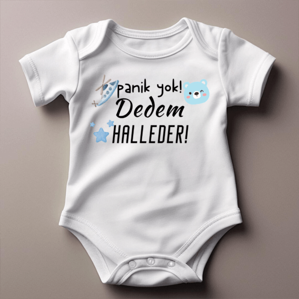 100% Baumwolle (8) Babybody Türkisch – „Panik yok Dedem halleder!“