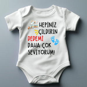 100% Baumwolle (9) Babybody Türkisch – „Hepiniz cildirin Dedemi daha cok seviyorum“