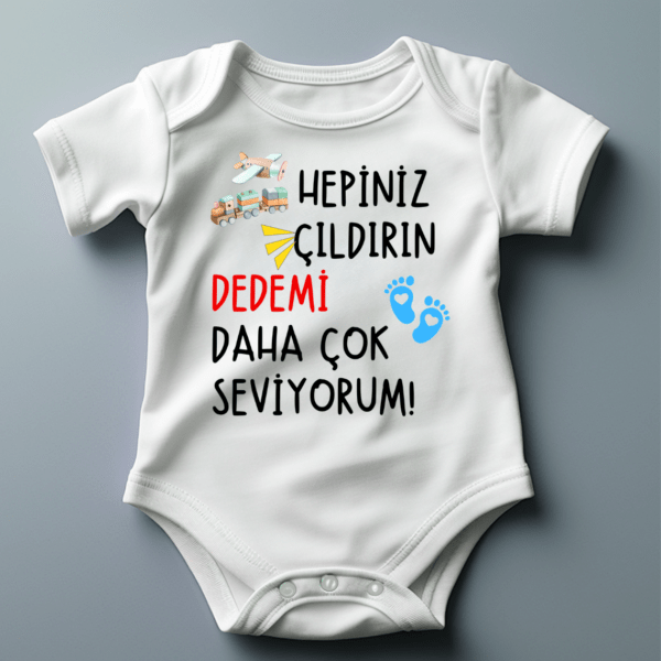 100% Baumwolle (9) Babybody Türkisch – „Hepiniz cildirin Dedemi daha cok seviyorum“